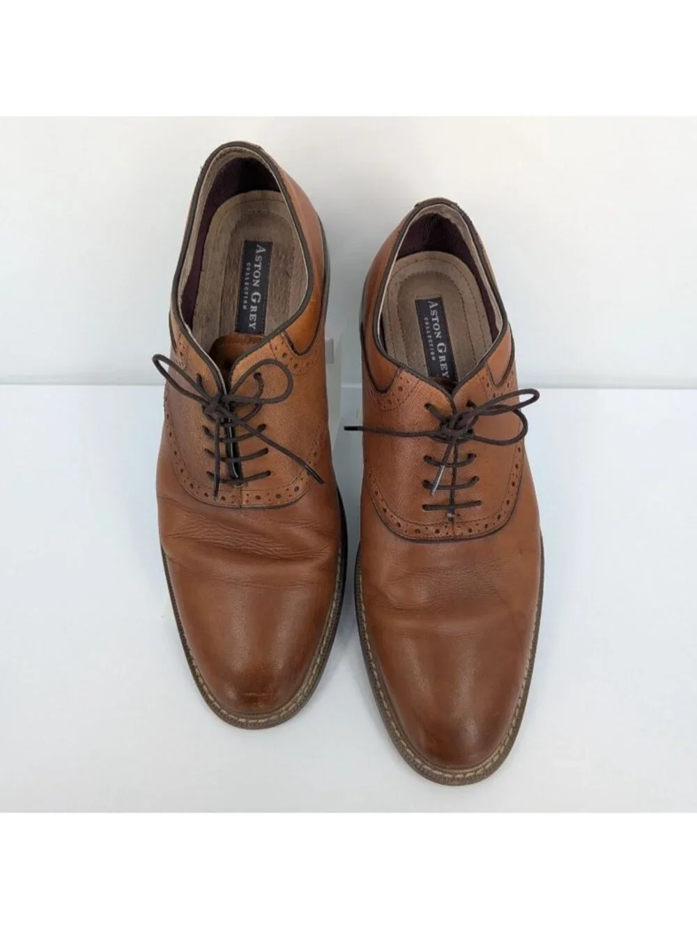 Aston Grey Leather Oxford Dress Shoes Ybilia Brown Business Casual Formal Sz 9.5